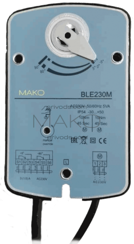 Электропривод MAKO BLE230M (10 Нм) клапана дымоудаления по низкой цене фото 3
